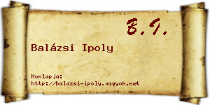Balázsi Ipoly névjegykártya